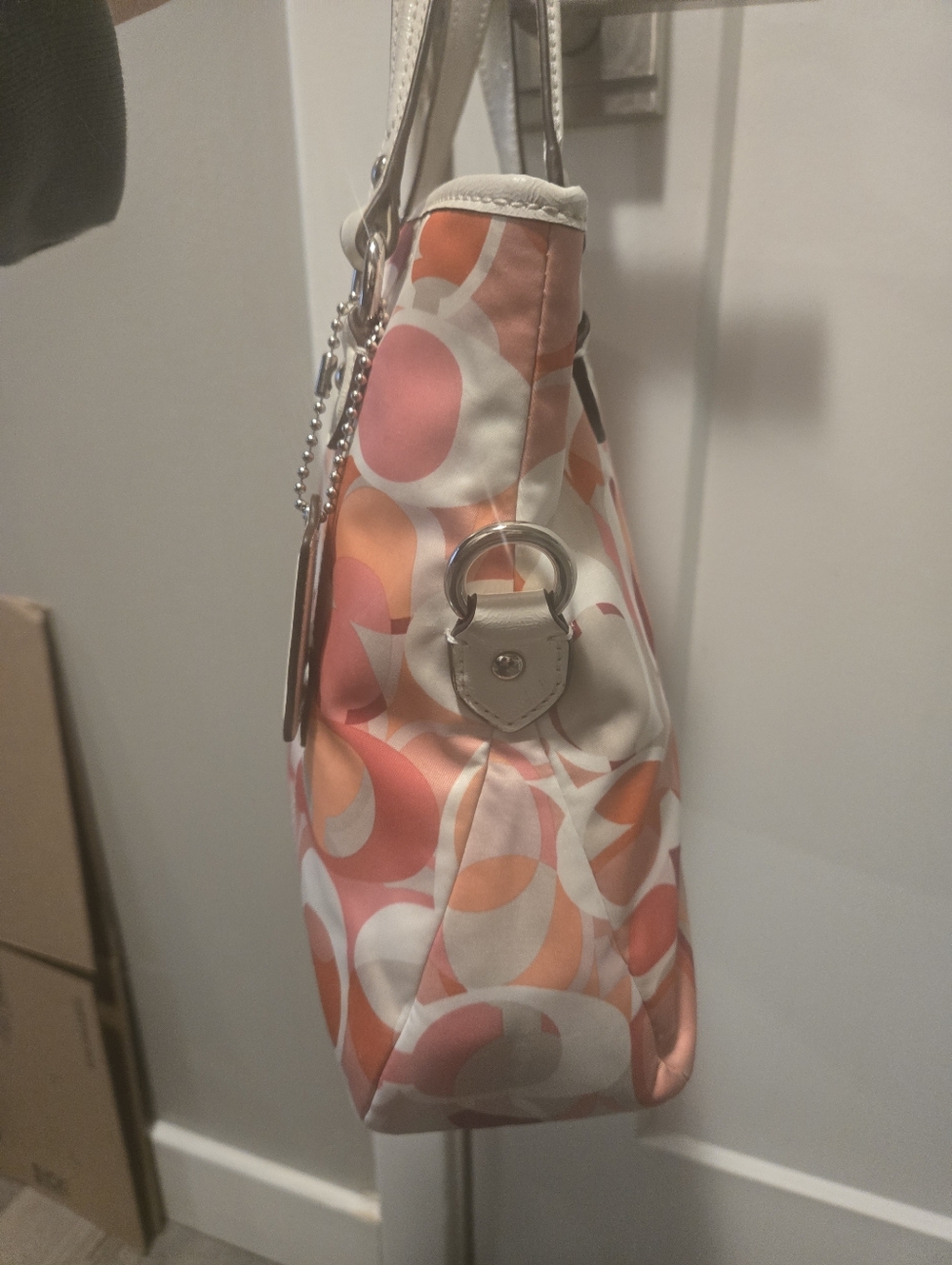 Coach Emma Kaleidoscope Signature Tote Pink Orange Multi Canvas Bag PreOwned - Picture 6 of 8